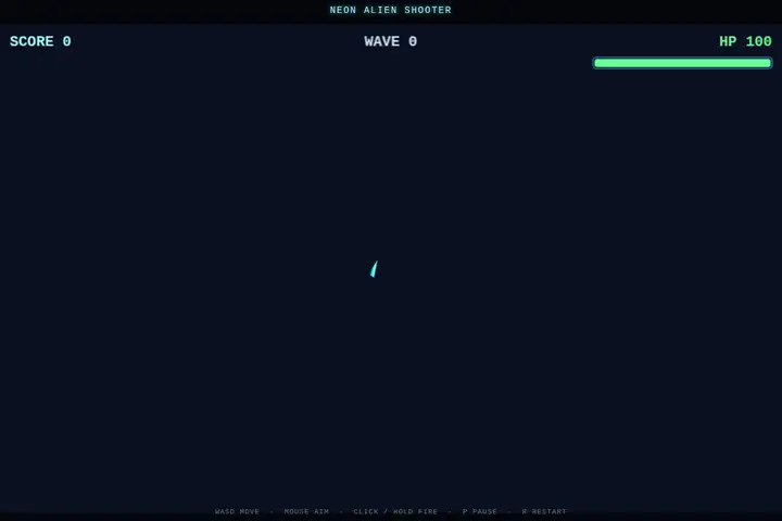 glm-5.2 — Top-down alien shooter