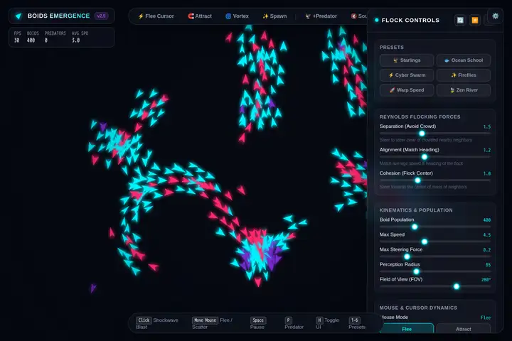 gemini-3.7-flash — Boids flocking
