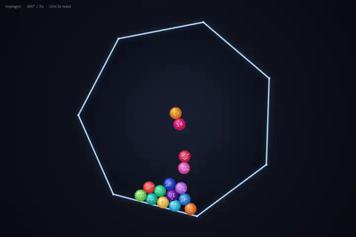 grok-4.6 — Bouncing balls in a heptagon