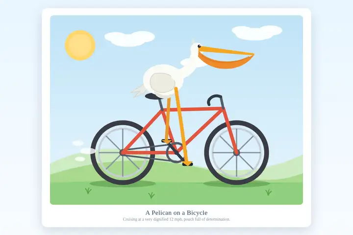 Pelican on a bicycle
