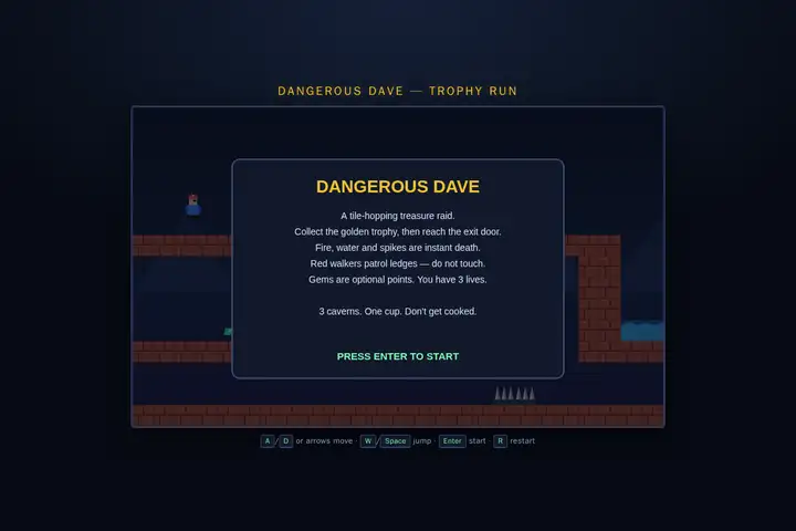 grok-4.6 — Dangerous Dave platformer
